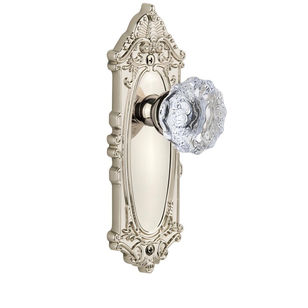 Grandeur by Nostalgic Warehouse GVCFON Double Dummy Set Without Keyhole - Grande Victorian Plate with Fontainebleau Knob in Polished Nickel